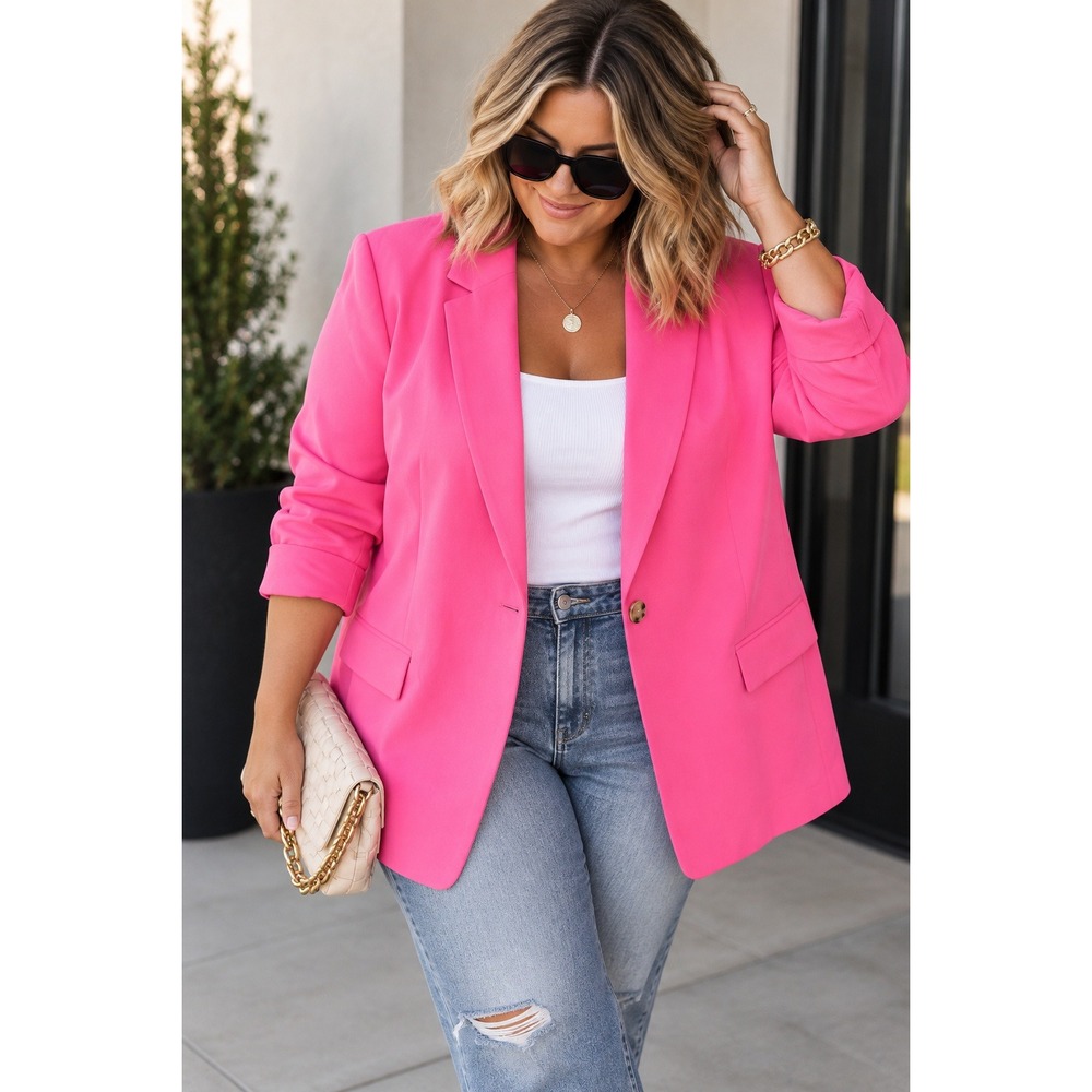 The Drop Women's 2X Hot Pink Blazer NWT Oversized Stretch Boyfriend Jacket